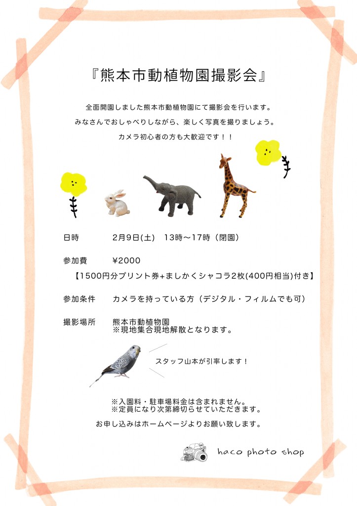熊本市動植物園撮影会 Part2 イベント情報 Haco 熊本の写真スタジオ 写真教室 イベント情報はハコ